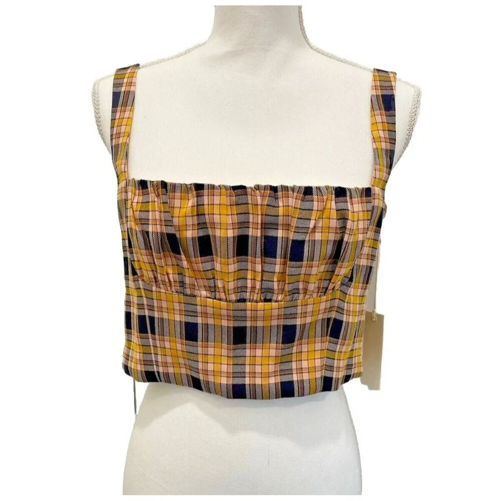 CAPULET Plaid Sleeveless Women's Crop Top Size L - Picture 3 of 5